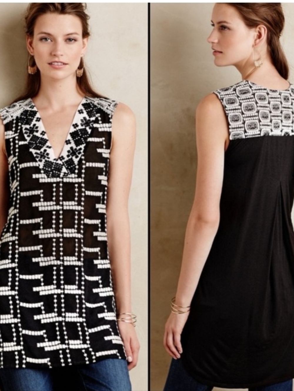 Tiny Chaparrel Embroidered Sleeveless Tunic Top Size Large Anthropologie